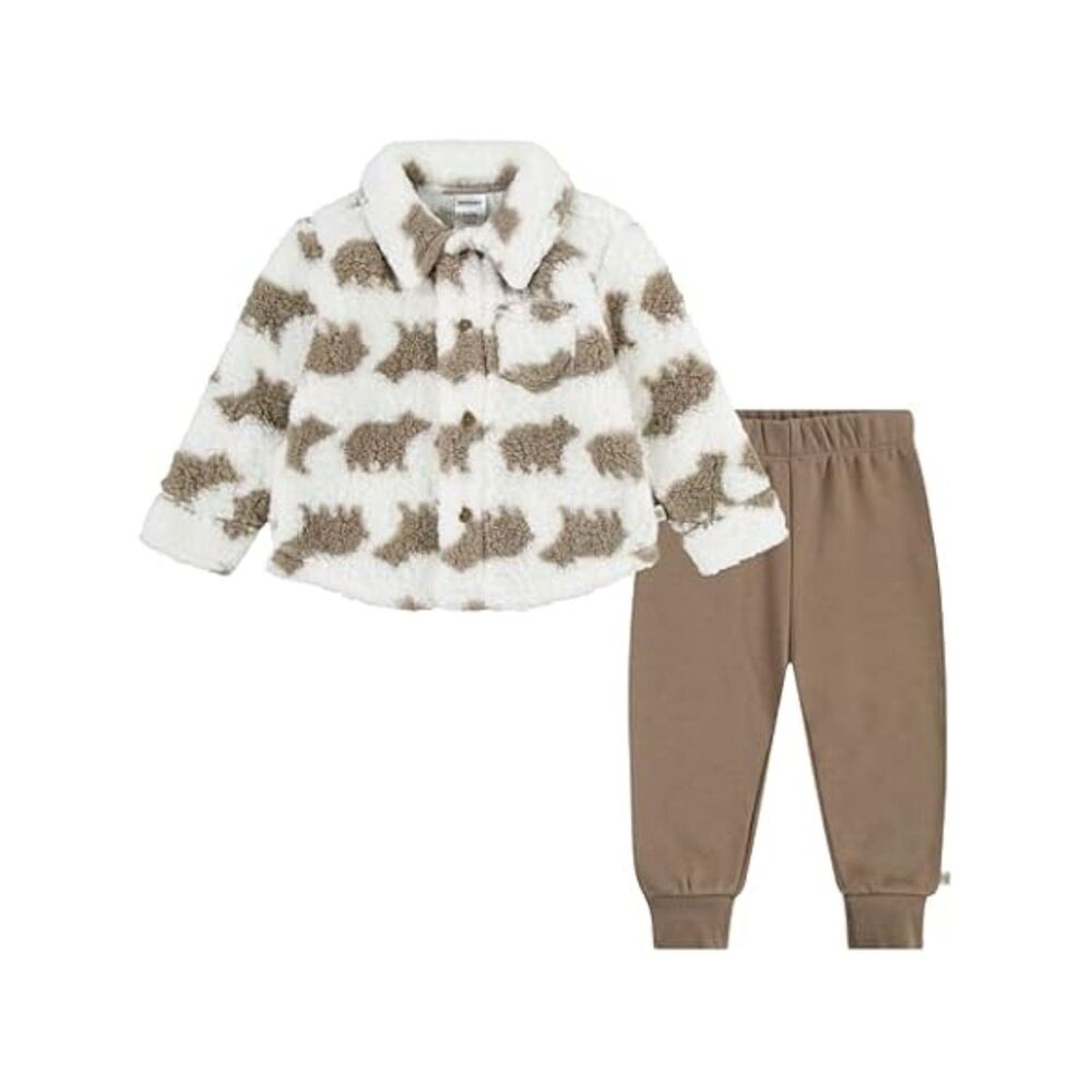 Huggies Sherpa Button Up Shacket Jogger Pants 2-piece Outfit Set 18mos